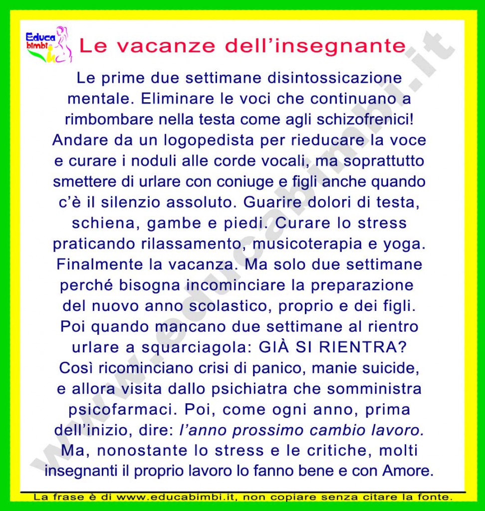 Le vacanze degli iinsegnanti